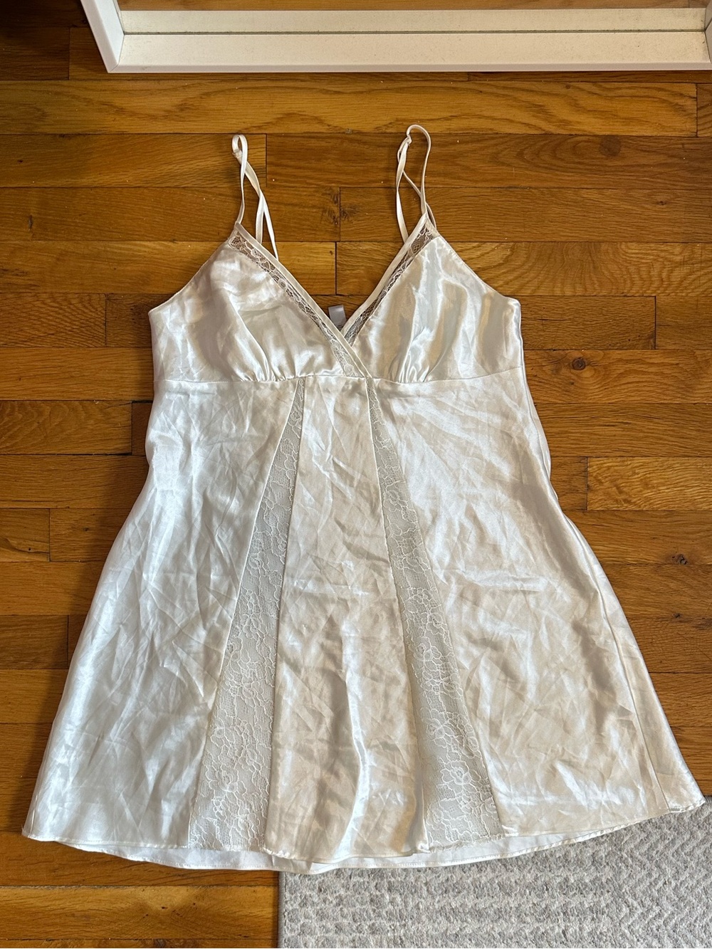 White Satin Lace Slip Dress